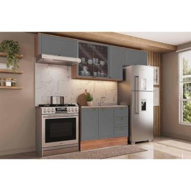 Imagem de Cozinha Completa Bella 4 Peças (3aéreos+1balcão) C4p253 Nogal-cinza - Carraro