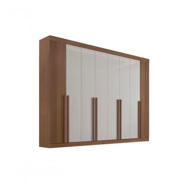 Imagem de Guarda Roupa Casal 8 Portas Ripado 8 Gavetas Sem Pés Daymont - D' Doro Castanho/off White/ripado