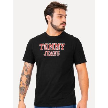 Imagem de Camiseta Tommy Jeans Masculina Regular College Print Preta-Masculino