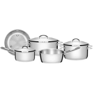 Imagem de Jogo de Panelas Tramontina Solar 65510/560 Inox - Fundo Triplo 5 Peças