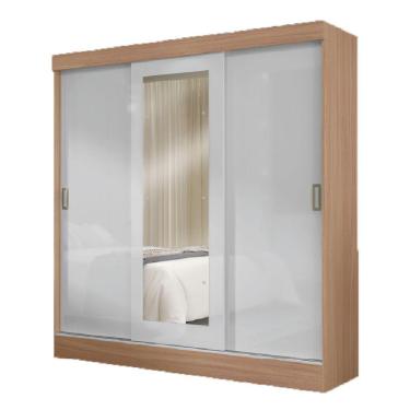 Imagem de Guarda Roupas Casal Com Espelho 3 Portas De Correr 2 Gavetas Mônaco Maxel Madeirado