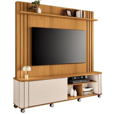 Imagem de Estante Painel Para Tv 70 Pol Com Rodízios Linus B01 Cinamomo Off White - Lyam Decor