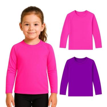 Imagem de Kit 2 Camisetas Manga Longa Infantil Menina Proteção Solar-Feminino