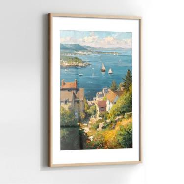 Imagem de Quadro com Moldura e Acrilico Cristal Vidro Paisagem Estilo Pintura pa