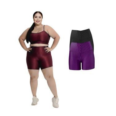 Imagem de Kit 2 Short Legging 3D Academia Fitness Feminino Plus Size-Feminino