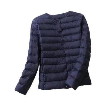 Imagem de Casaco Feminino Leve De Plumas Com Gola O Ou Gola V, Jaqueta Puffer Ac