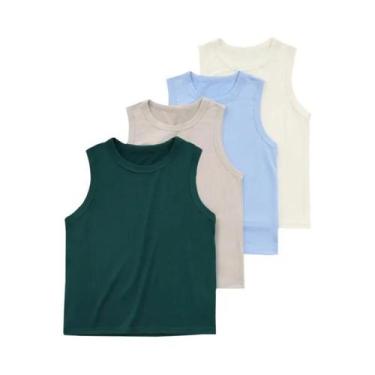 Imagem de Conjunto De Colete Casual Sem Mangas Para Crianças Em 4 Peças, Cor Sól