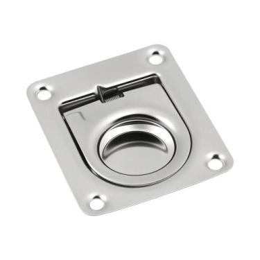 Imagem de Puxador De Anel De Aço Inoxidável 316 Com Trava 65x55mm Embutido Para 