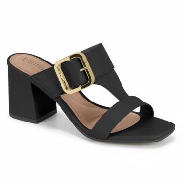 Imagem de Sandália Feminina Beira Rio Casual Salto Médio Grosso Elegante Festa O