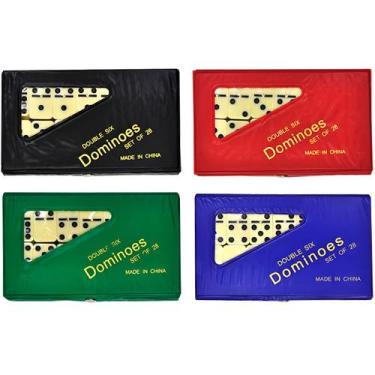 Imagem de Dominó Profissional Osso Preto 28 Peças Estojo 8mm Double Six - ShopMi