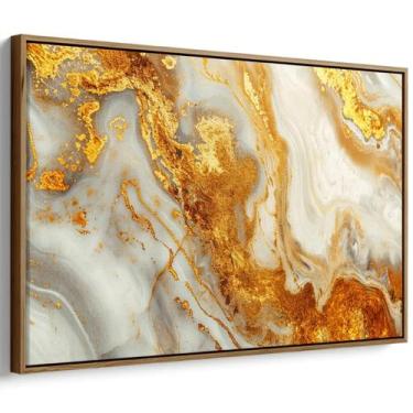 Imagem de Quadro Dourado Fluxo de Mármore Eterno - Mioquadros, 120x80 cm, Tabaco