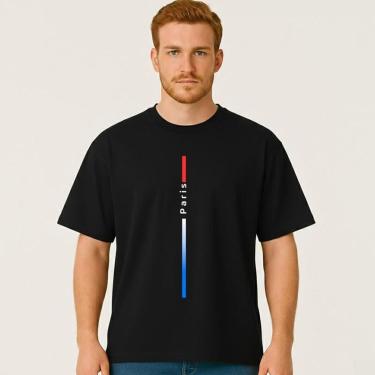 Imagem de Camiseta Oversized Masculina PARIS VERTICAL Exclusiva Algodão Premium-Masculino