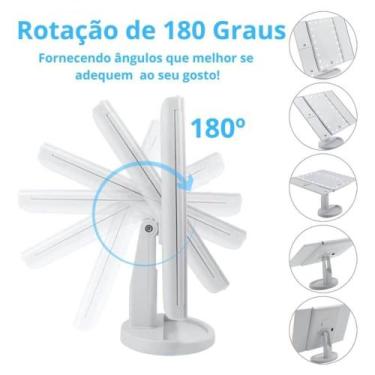 Imagem de Espelho de Maquiagem Dobrável Triplo com Iluminação LED - Branca - TOP