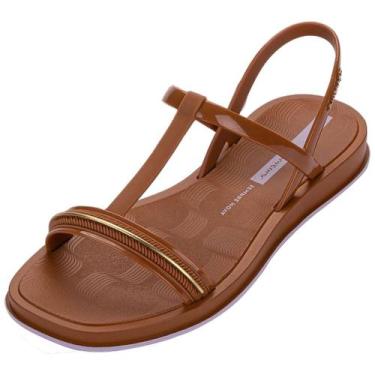 Imagem de Sandalia Feminina Conforto Elegante Dia a Dia Glow Ipanema, Marrom, Do