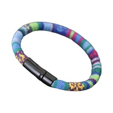 Imagem de Pulseira Masculina De 6mm Em Corda De Tecido Étnico Boêmio Grau a - Ac