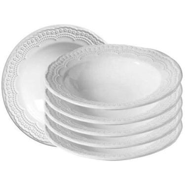 Imagem de CONJUNTO C/ 6 PRATOS FUNDO MADELEINE BRANCO Ø 22 cm - Porto Brasil Cer