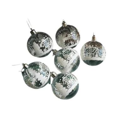 Imagem de Enfeites De Natal Em Forma De Bola De Neve Transparente Branca 6pcs, D