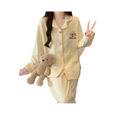 Imagem de Conjunto De Pijamas Femininos Macios E Bordados, Moda Fofa 2 Peças, Ro