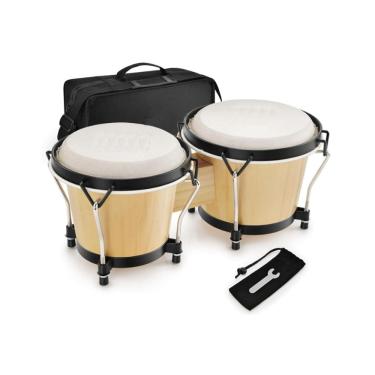 Imagem de Bongô Sonata Natural De Madeira Maciça Tambores De 6 + 7 Com Bag