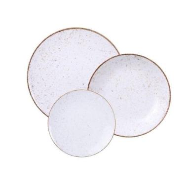 Imagem de Jogo De Pratos Tramontina Rústico Marrom Em Porcelana Decorada 12 Peça