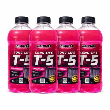 Imagem de Kit 4L Aditivo Radiador Rosa T5 Concentrado Long Life Radnaq
