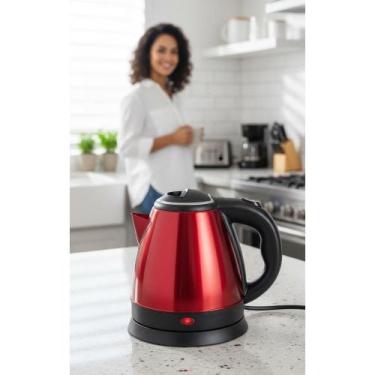 Imagem de Chaleira Elétrica Vermelha 1.8L: Água Quente Rápido e Seguro - Congrat