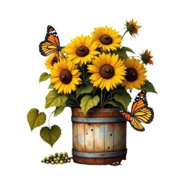 Imagem de Kit De Ponto Cruz Cachoeira De Girassóis 11CT Bordado Completo Tecido 