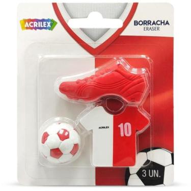 Imagem de Borracha Decorada Futebol VERMELHO/BRANCO PCT.C/06 - Acrilex