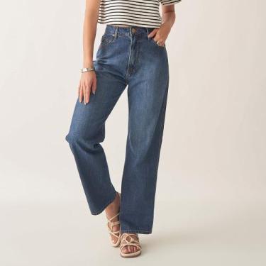 Imagem de Calça Jeans Reta Cintura Alta - Bloom, Jeans médio, 42