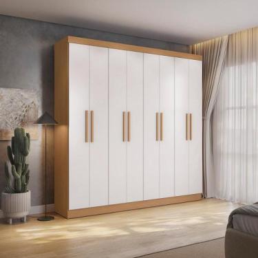 Imagem de Guarda Roupas Casal 8 Portas 4 Gavetas Kappesberg Tapajós/Branco 218cm
