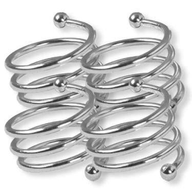 Imagem de Jogo com 4 porta-guardanapos metal prata redondo - RAFIMEX