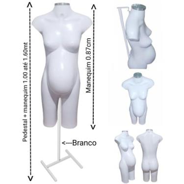 Imagem de Manequim feminino (Meio corpo gravida N.38) branco com tampa prata + p