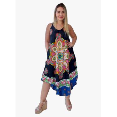Imagem de Vestido Feminino Indiano Alça Trapézio Plus Size-cod.4437 - Aléci Fash