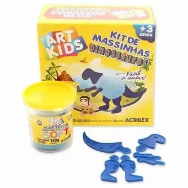 Imagem de Kit de Massinhas Dinossauros 150g 7 Peças Massa de Modelar Infantil Ac