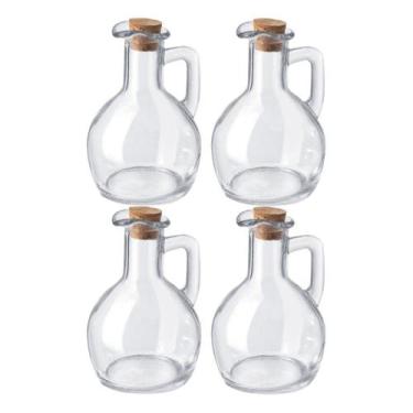 Imagem de Kit 4 Galheteiros de Azeite Vinagre Vidro com tampa Cortiça 180ml - Gi