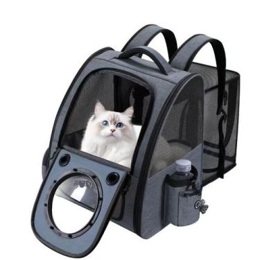 Imagem de Mochila Transportadora para Pets Groxkox com Janela Bolha Cinza