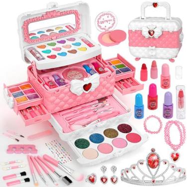 Imagem de Kit de maquiagem Teensymic Kids lavável com bolsa de maquiagem 60 unid