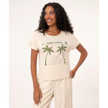 Imagem de Top Camiseta Sem Costura DelRio Microfibra Jacquard Areia