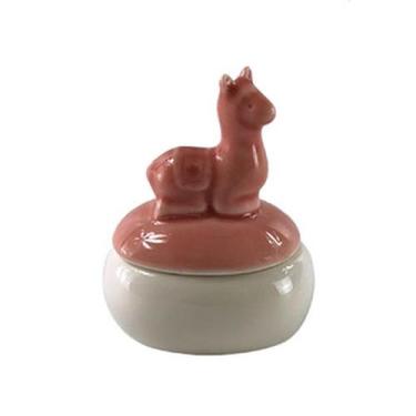 Imagem de Adorno caixa Llama porcelana 6x5x8cm rosa e branca -L Hermitage, 3 mes