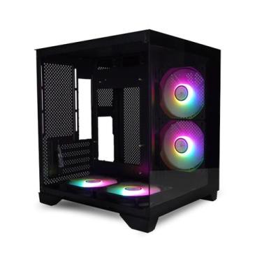 Imagem de Gabinete matx brazilpc gamer aquario bpc-240 preto com 4 cooler arco i