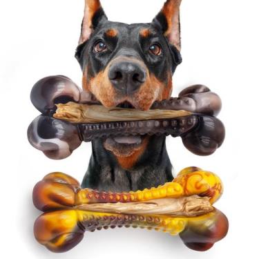 Imagem de Brinquedos para Cachorro Anoodi Osso de Nylon com Sabor de Carne e Bac