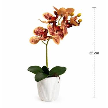 Imagem de Vaso c/ orquidea 48 cm florarte vaso 2 hastes pessego, VASO 1 HASTE PE