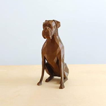 Imagem de Cachorro Boxer Decorativo - 10 Cm Altura -Toque 3D Cor: Bronze