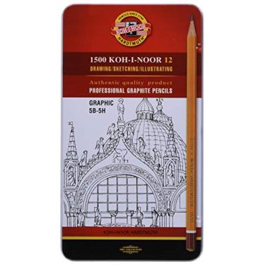 Imagem de Koh-I-Noor Conjunto de lápis de grafite Toison d'Or Graus 5B-5H, 12 lápis por estanho, 1 cada (FA1502/111.G)