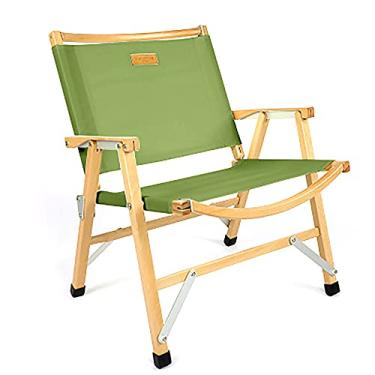 Imagem de Yajun Cadeira de acampamento dobrável de madeira portátil espreguiçadeira durável fácil de dobrar e carregar cadeira de praia para acampamento, verde