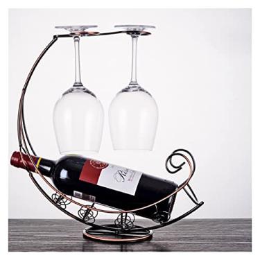 Imagem de Suporte de garrafa de vinho de ferro forjado para taça de vinho de cabeça para baixo, suporte de vinho para decoração de casa, suporte de garrafas de vinho, suporte empilhável (cor: A)