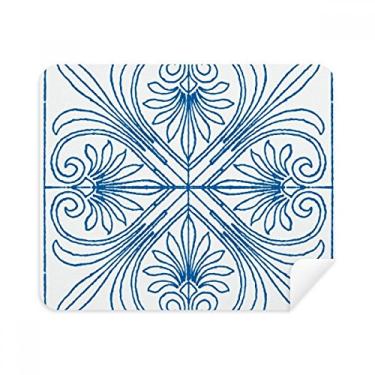 Imagem de Pano de limpeza de tela com estampa decorativa azul estilo Talavera 2 peças de tecido de camurça