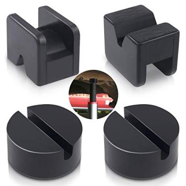 Imagem de Swpeet Pacote com 4 2 tipos de adaptadores Sparta para Jack Stand 2-4 toneladas Universal Borracha Esparta Moldura com ranhura para Trilho Protetor de Soldas