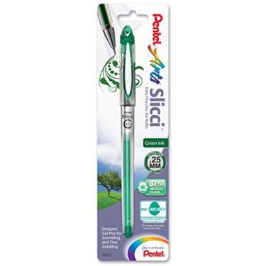 Imagem de Pentel Caneta de gel extrafina de 0,25 mm da Arts Slicci, tinta verde, 1 pacote (BG202BPD)