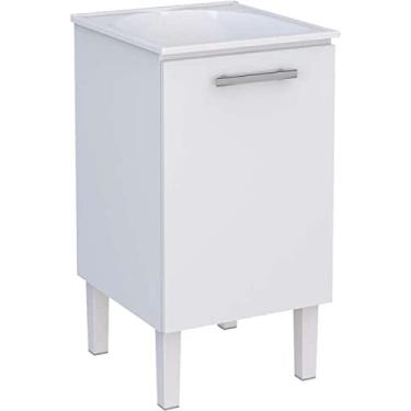 Imagem de Gabinete de Lavanderia Branco em Aço 50x50 cm com Tanque Sintético Branco Venus Cozimax